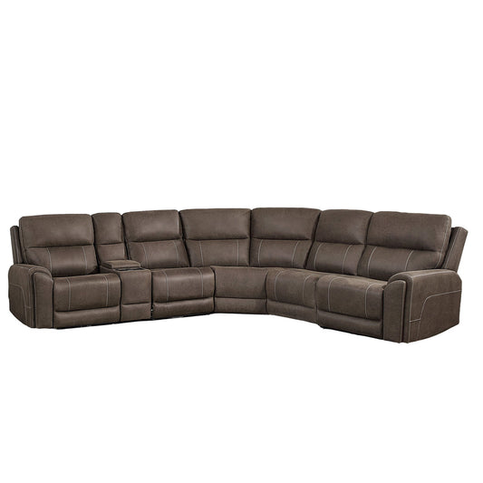 Gaia - 6 Piece P2 Power Sectional - Brown