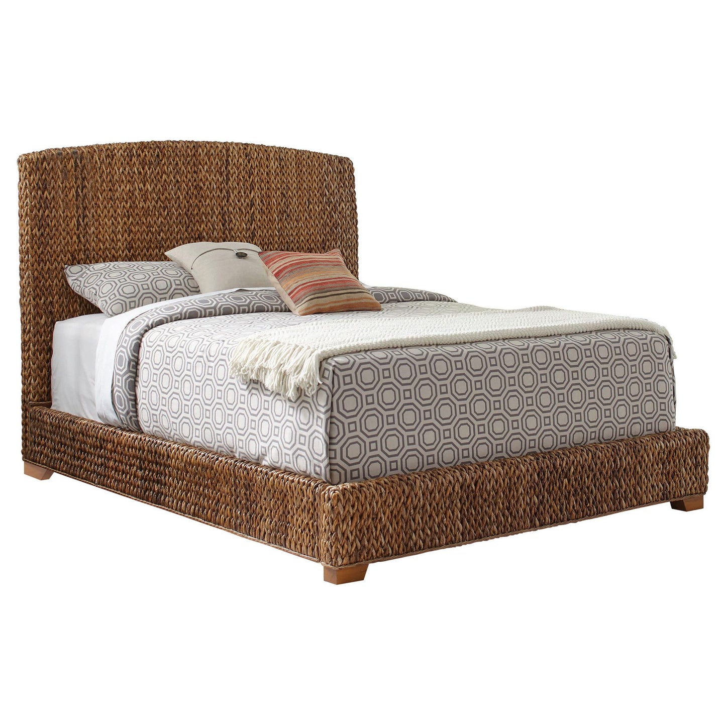 Laughton Banana Leaf California King Panel Bed Amber