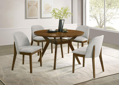 Mueller 5-piece 48-inch Round Dining Set Brown and Beige