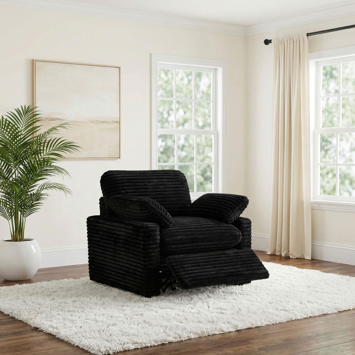 Collins Upholstered Power Recliner Chair Black
