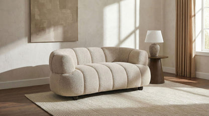 Whitney Contemporary Channel Tufted Woven Fabric Upholstered Loveseat