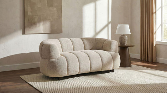 Whitney Contemporary Channel Tufted Woven Fabric Upholstered Loveseat