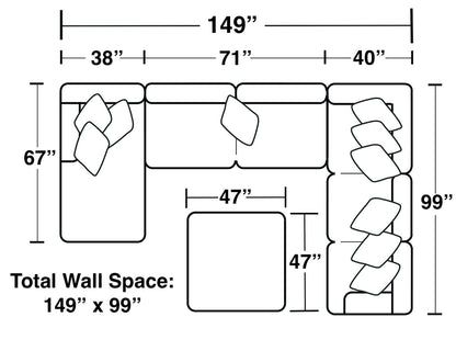 Crawford - Sectional With Cocktail Ottoman