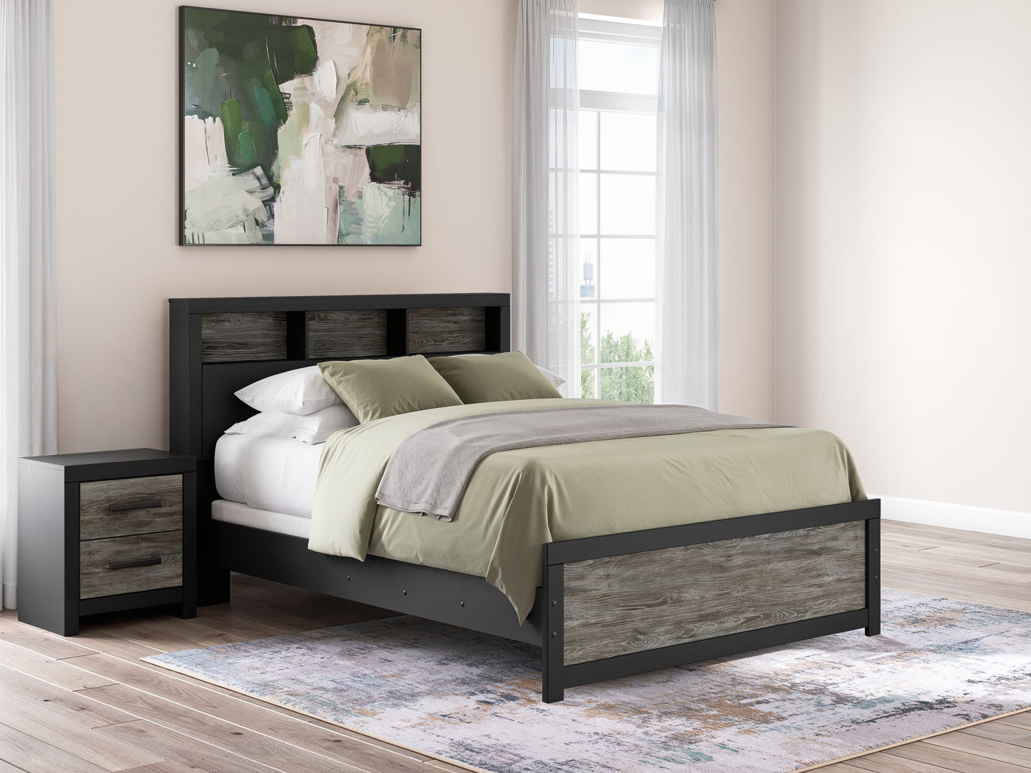 Broachmyn - Lighted Bookcase Panel Bed