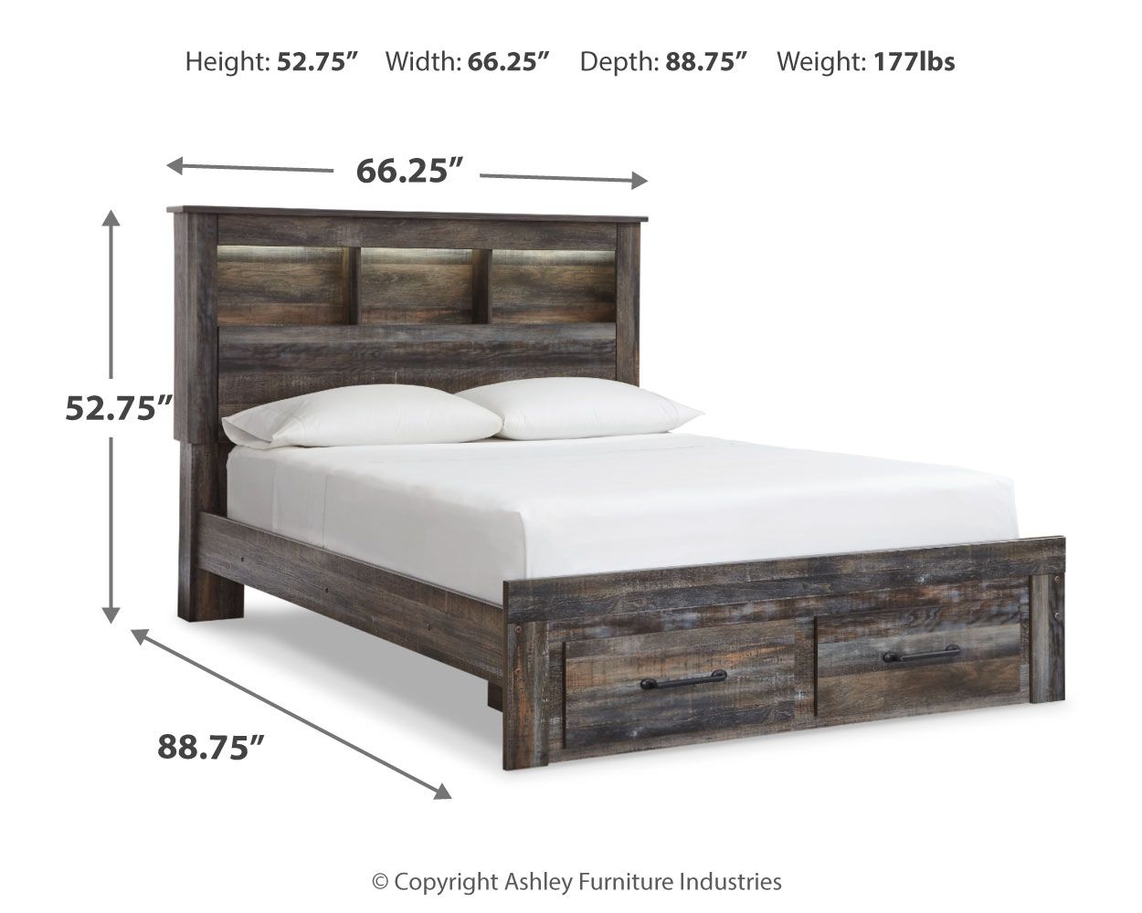 Drystan - Panel Bookcase Bed