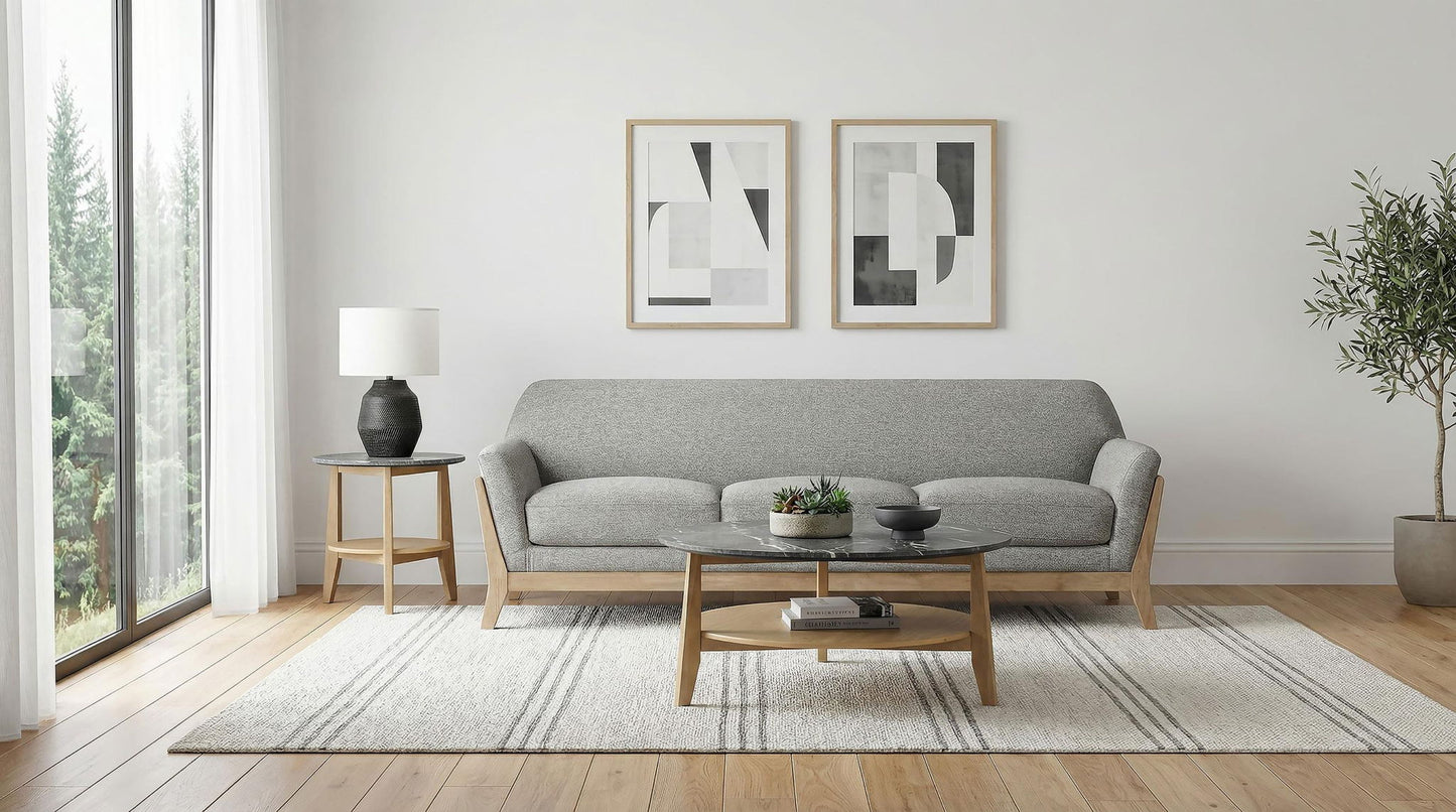 Vaughn Fabric Upholstered Flared Arm Sofa Grey