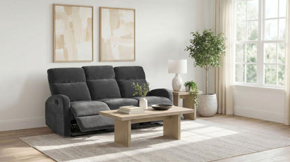 Hamilton Chenille Manual Reclining Sofa Charcoal Grey