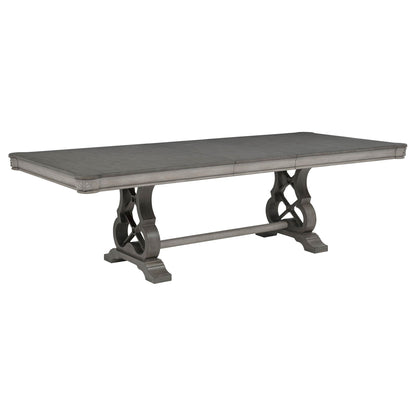 Cresswell 104-inch Double Pedestal Extension Dining Table Weathered Taupe