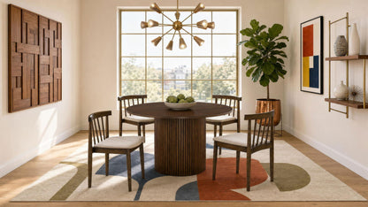 Hamlyn 5-piece Round Wood Dining Set Wheat and Walnut