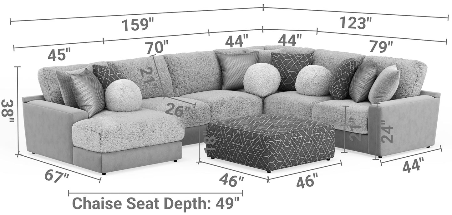 Canyon - 4 Piece Sectional With Cuddler Seat Cushions, Included Accent Pillows And Cocktail Ottoman (Left Side Facing Chaise) - Umber