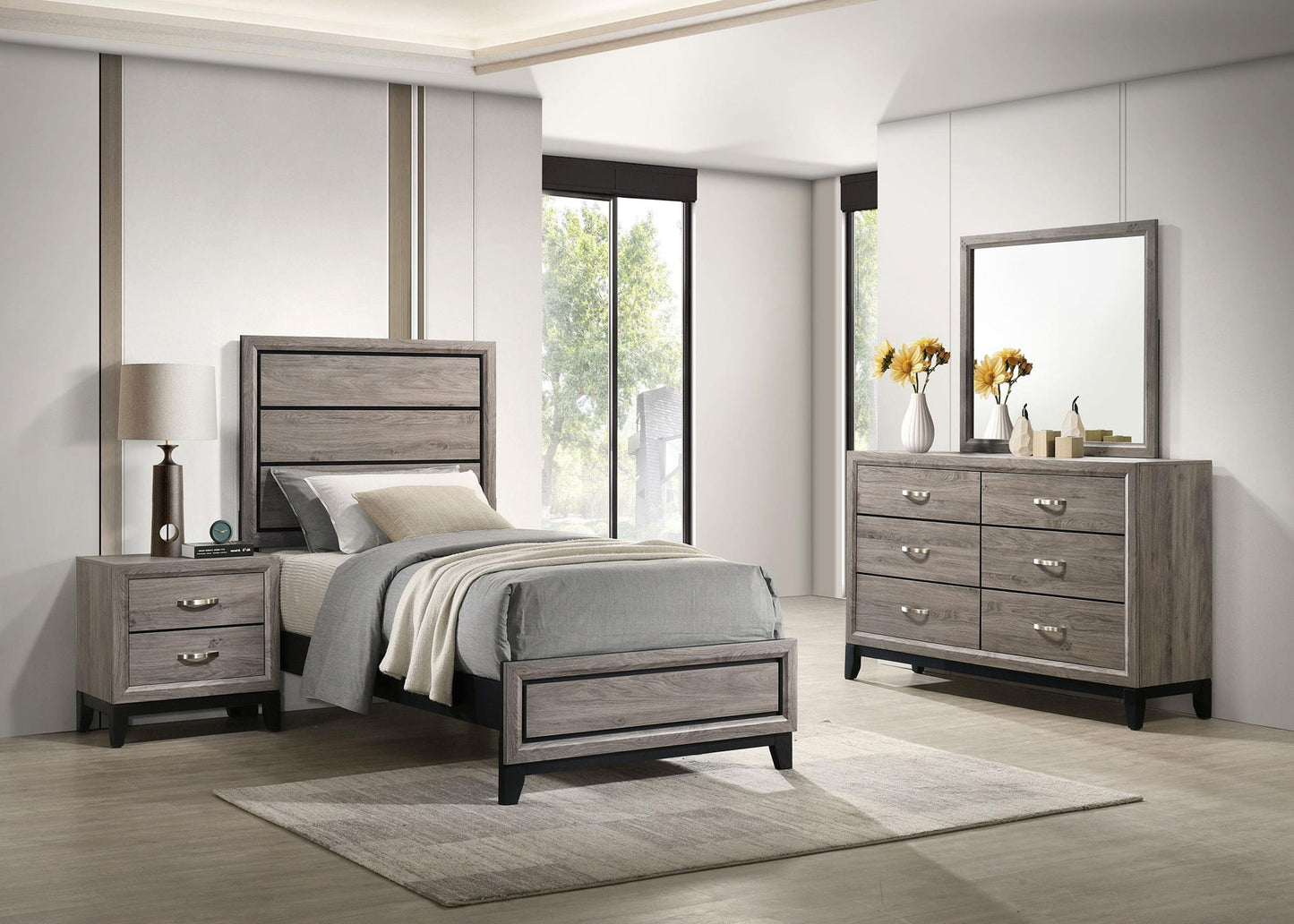 Valen Four-piece Twin Bedroom Set Light Taupe