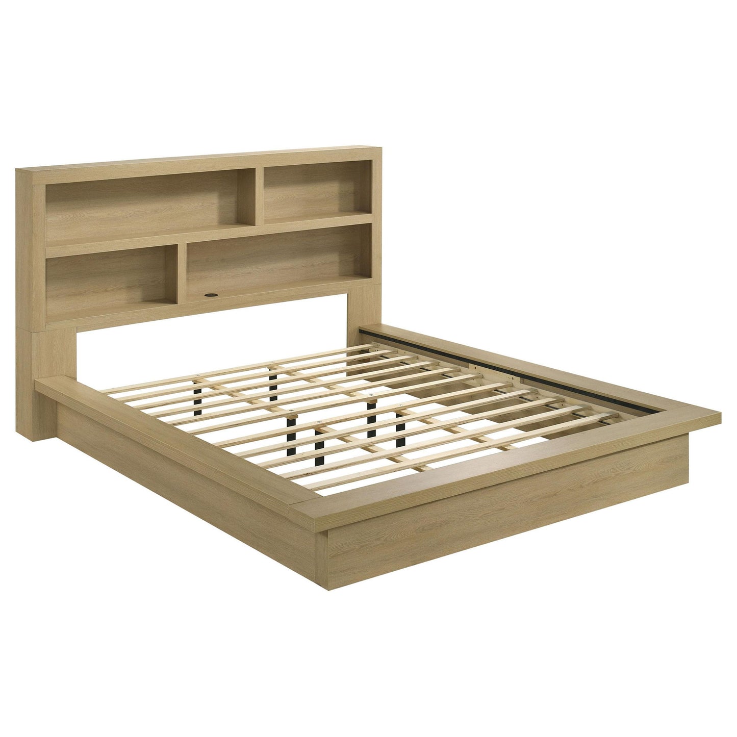 Hendricks California King Bookcase Headboard Platform Bed Light Oak