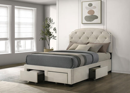 Marianna 4-drawer Upholstered Full Storage Bed Cream