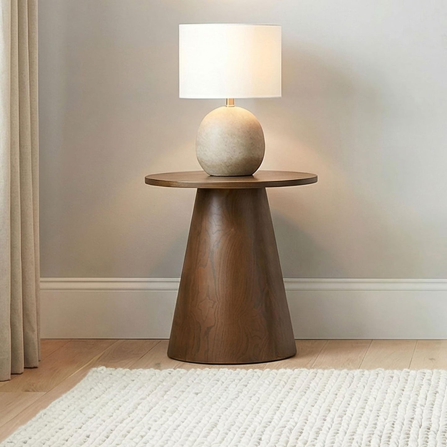 Franklin Round Wood Pedestal Side End Table Dark Brown