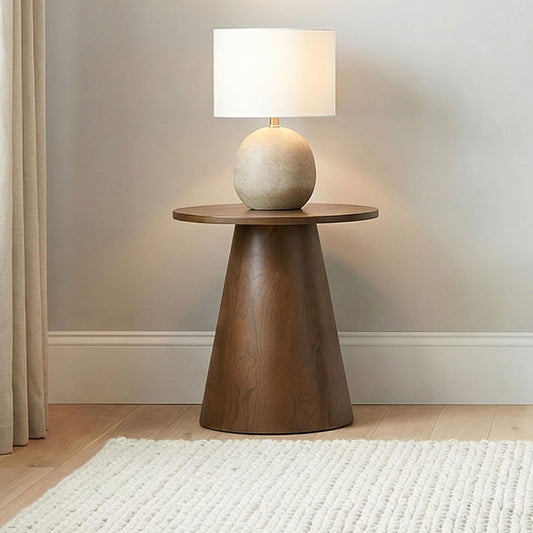 Franklin Round Wood Pedestal Side End Table Dark Brown