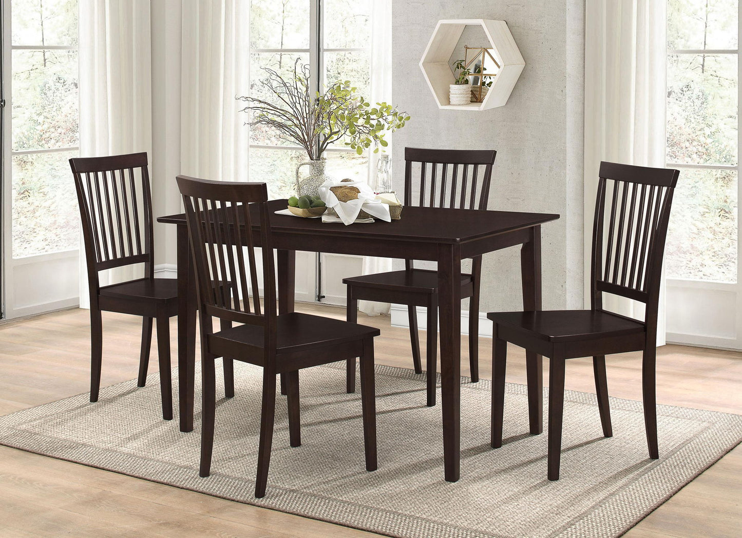 Gomez 5-piece Rectangular Dining Table Set Cappuccino