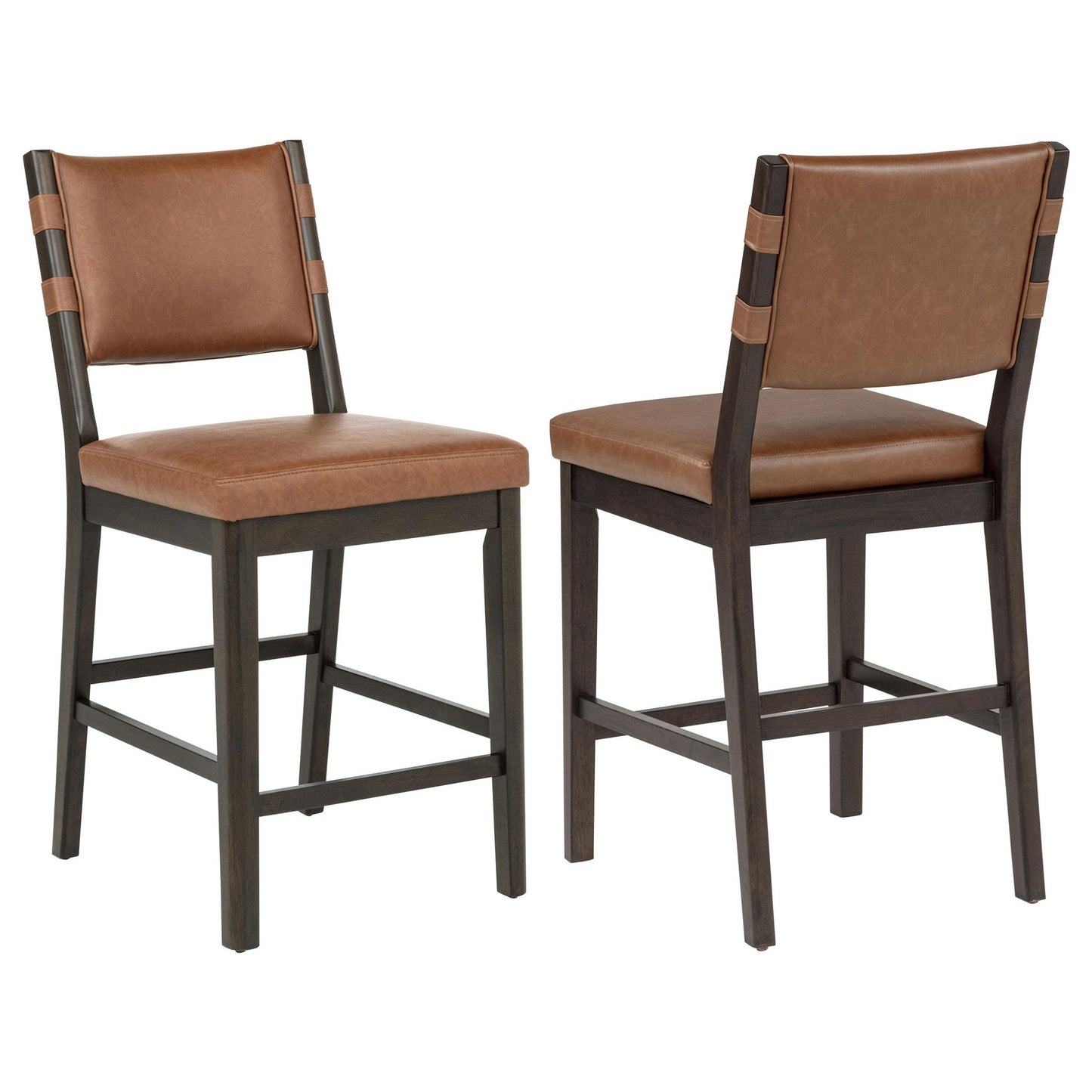 Tegan Faux Leather Upholstered Counter Height Chair Cognac (Set of 2)
