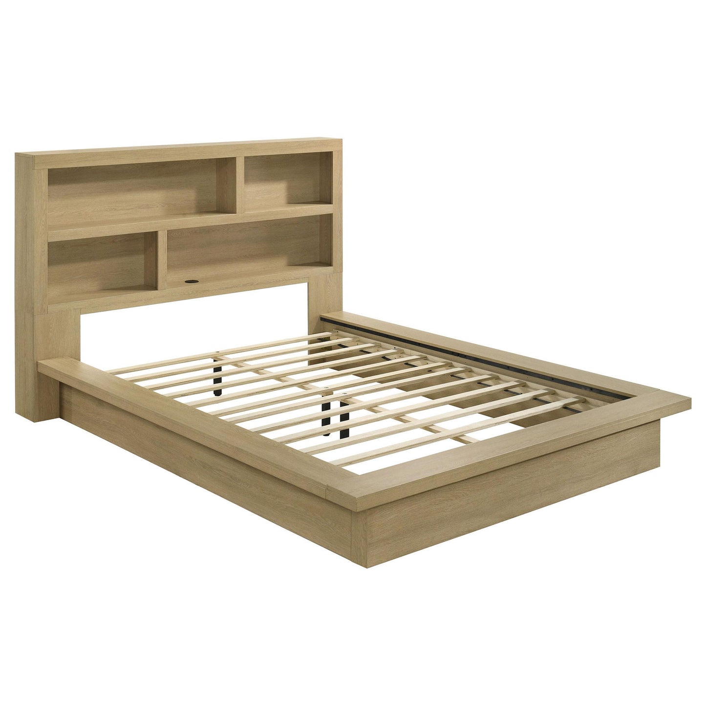Hendricks Queen Bookcase Headboard Platform Bed Light Oak
