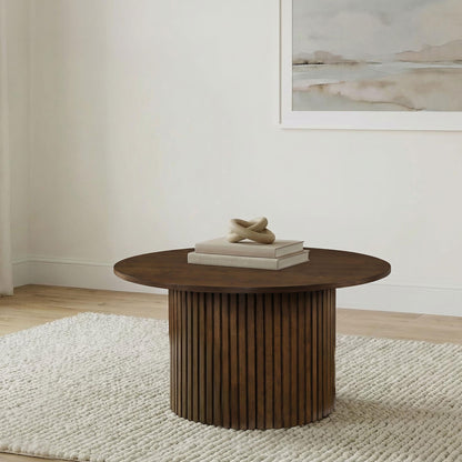 Hamlyn Round Fluted Occasional Cocktail Coffee Table Walnut