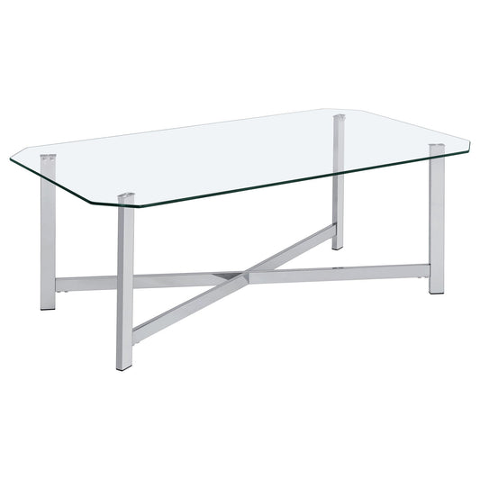 Cronin Rectangular Tempered Glass Top Cocktail Coffee Table Chrome