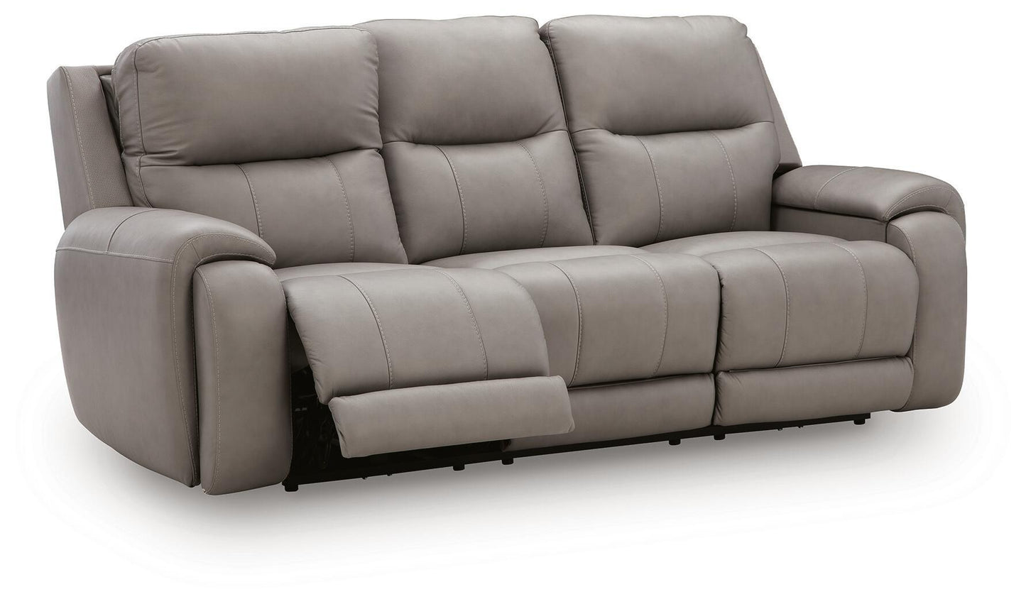 Real Moments - Power Reclining Sofa With Audio Seating - Ash