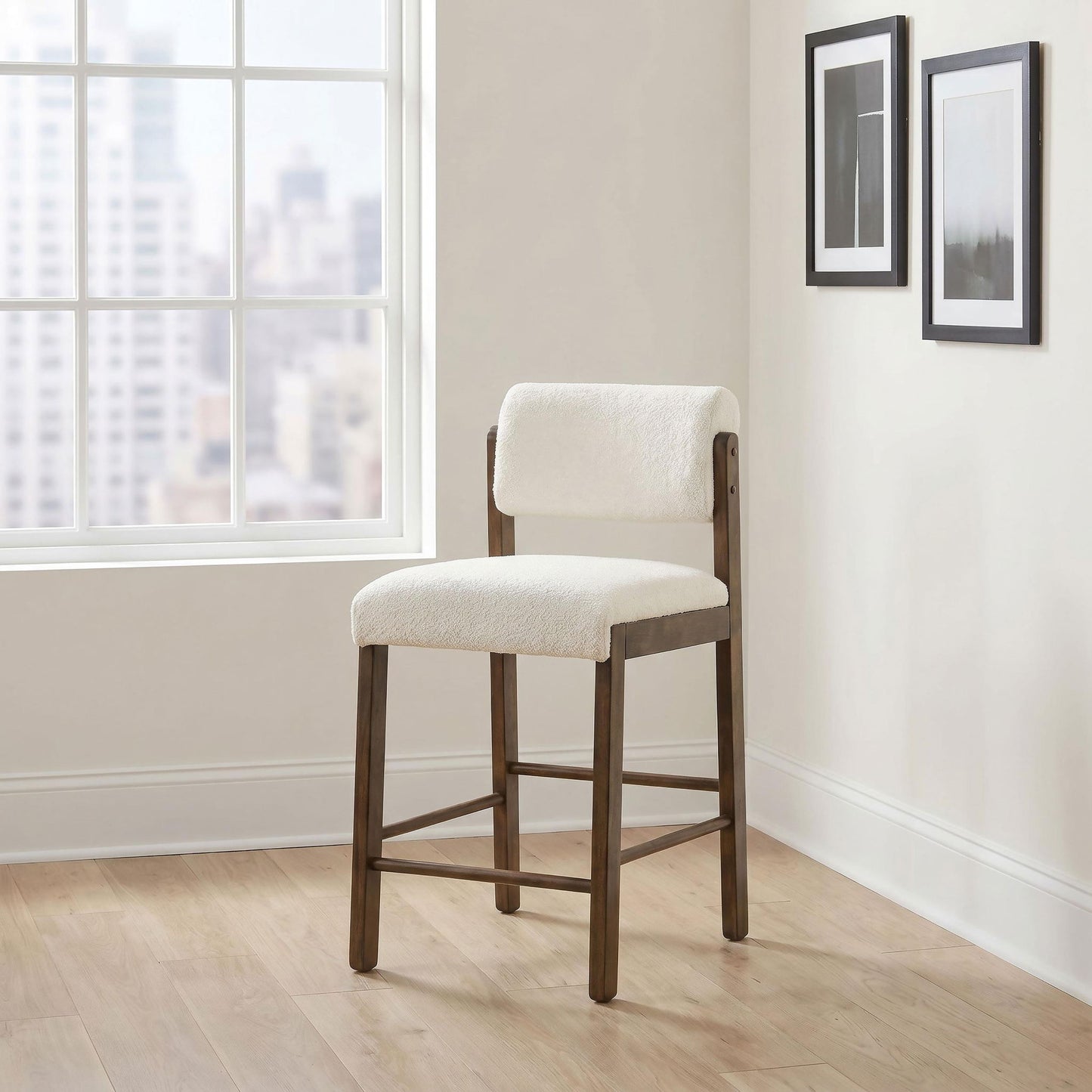 Kehoe Upholstered Counter Height Chair Cream and Walnut (Set of 2)