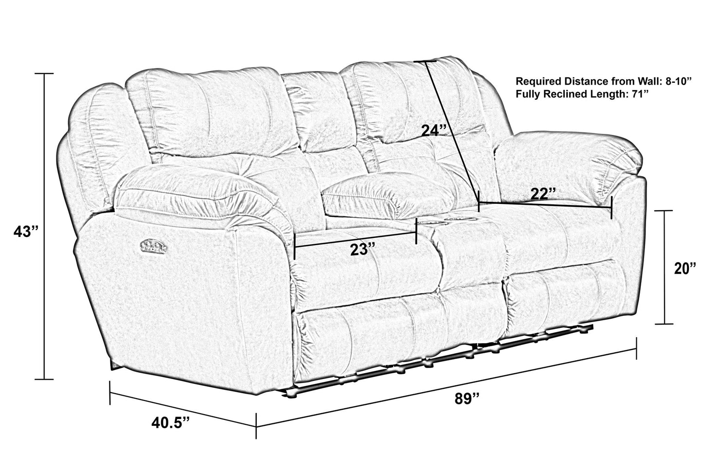 Ferrington - Power Lay Flat Reclining Console Loveseat with Power Adjustable Headrest & Lumbar
