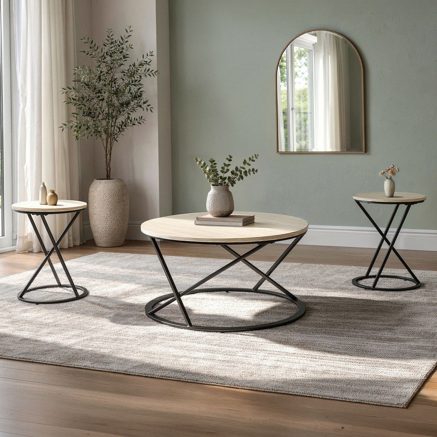 Emery - 3 Piece Occasional Set (1 Coffee & 2 End Tables) - White / Black
