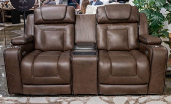 Mestrino - Power Recline Loveseat/Fridge Cooler - Hickory