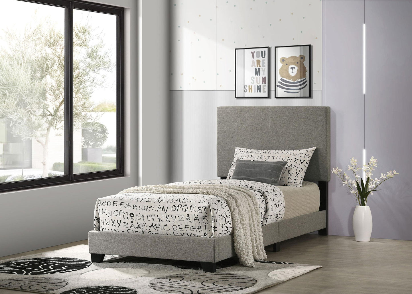 Dorian Fabric Upholstered Twin Panel Bed Taupe