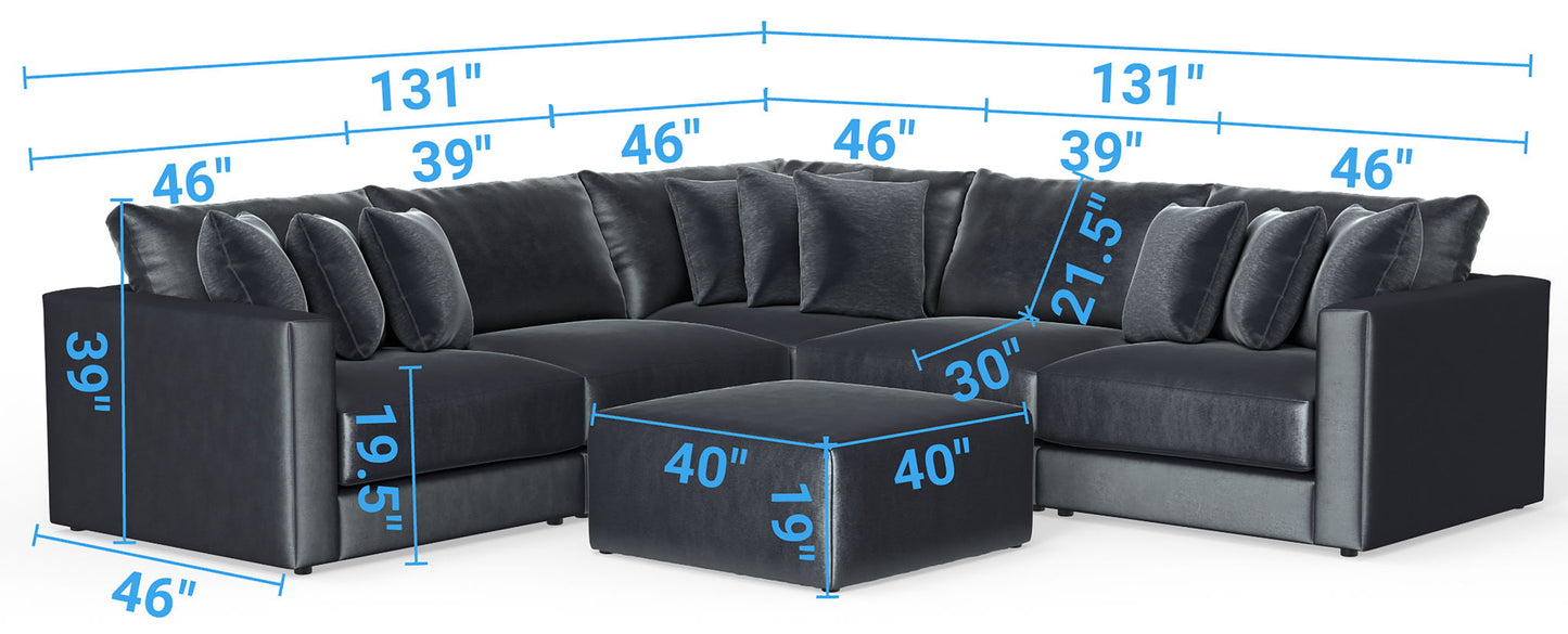 Remington - Modular Sofa And Cocktail Ottoman - Slate