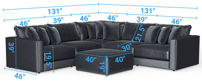 Remington - Modular Sofa And Cocktail Ottoman - Slate