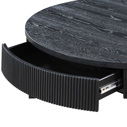 Tate - Round One Drawer Coffee Table - Black