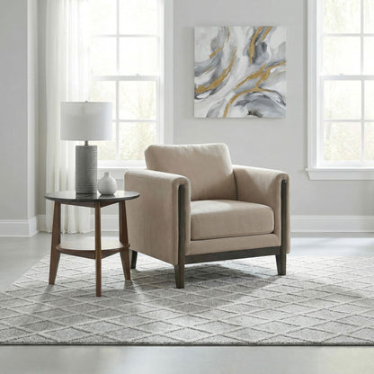 Islington Fabric Upholstered Panel Arm Accent Chair Taupe