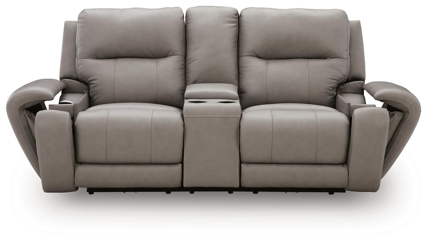Real Moments - Power Reclining Loveseat With Audio Seating - Ash