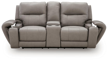 Real Moments - Power Reclining Loveseat With Audio Seating - Ash