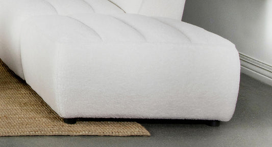 Sunny Square Upholstered Ottoman Ivory Sherpa