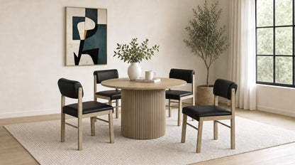 Hamlyn 5-piece Round Wood Dining Set Black and Natural Oak