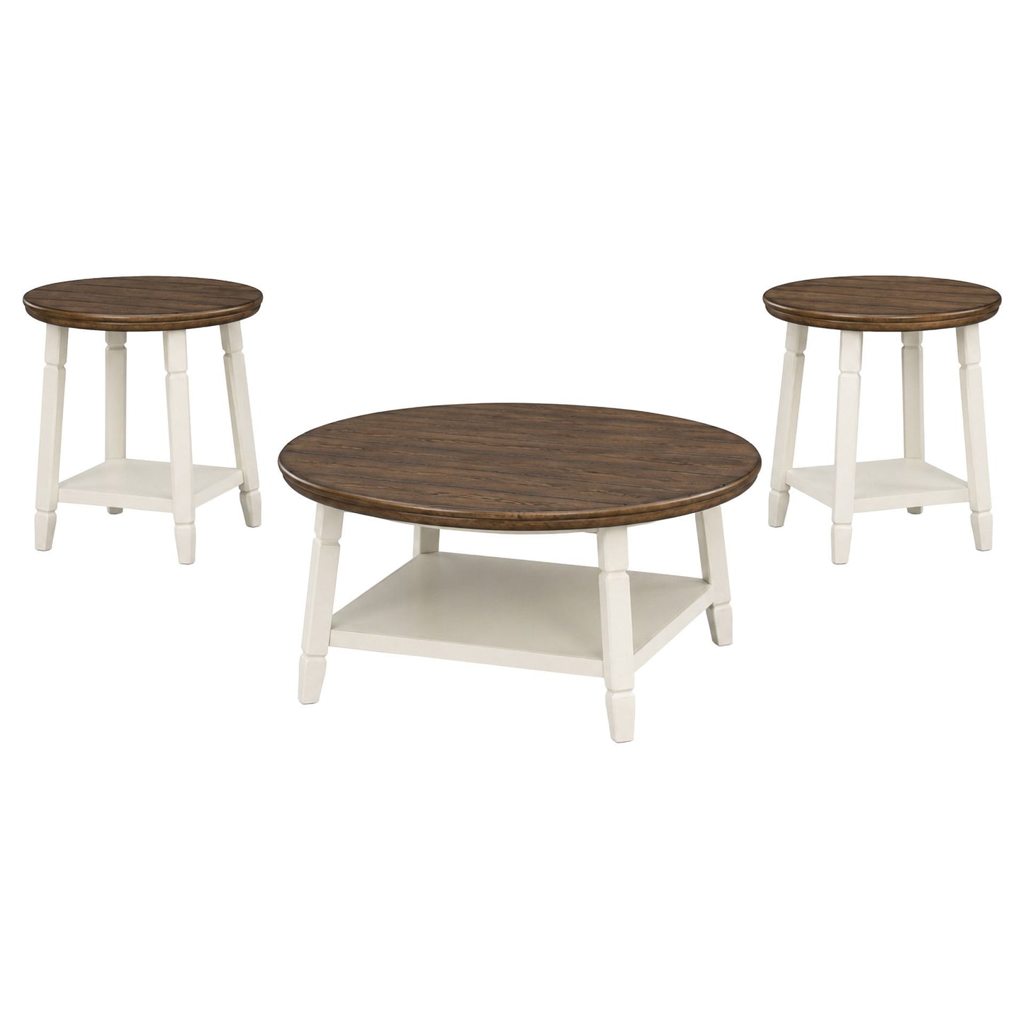 Flaherty - 3 Piece Occasional Set (1 Coffee & 2 End Tables) - Brown / White