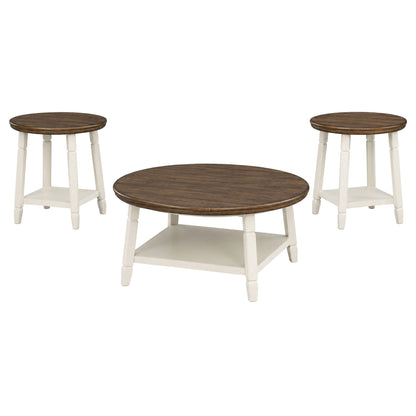 Flaherty - 3 Piece Occasional Set (1 Coffee & 2 End Tables) - Brown / White