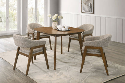 Miller - 5 Piece Set (39" Square Dining Table With 4 Arm Chairs) - Walnut / Gray