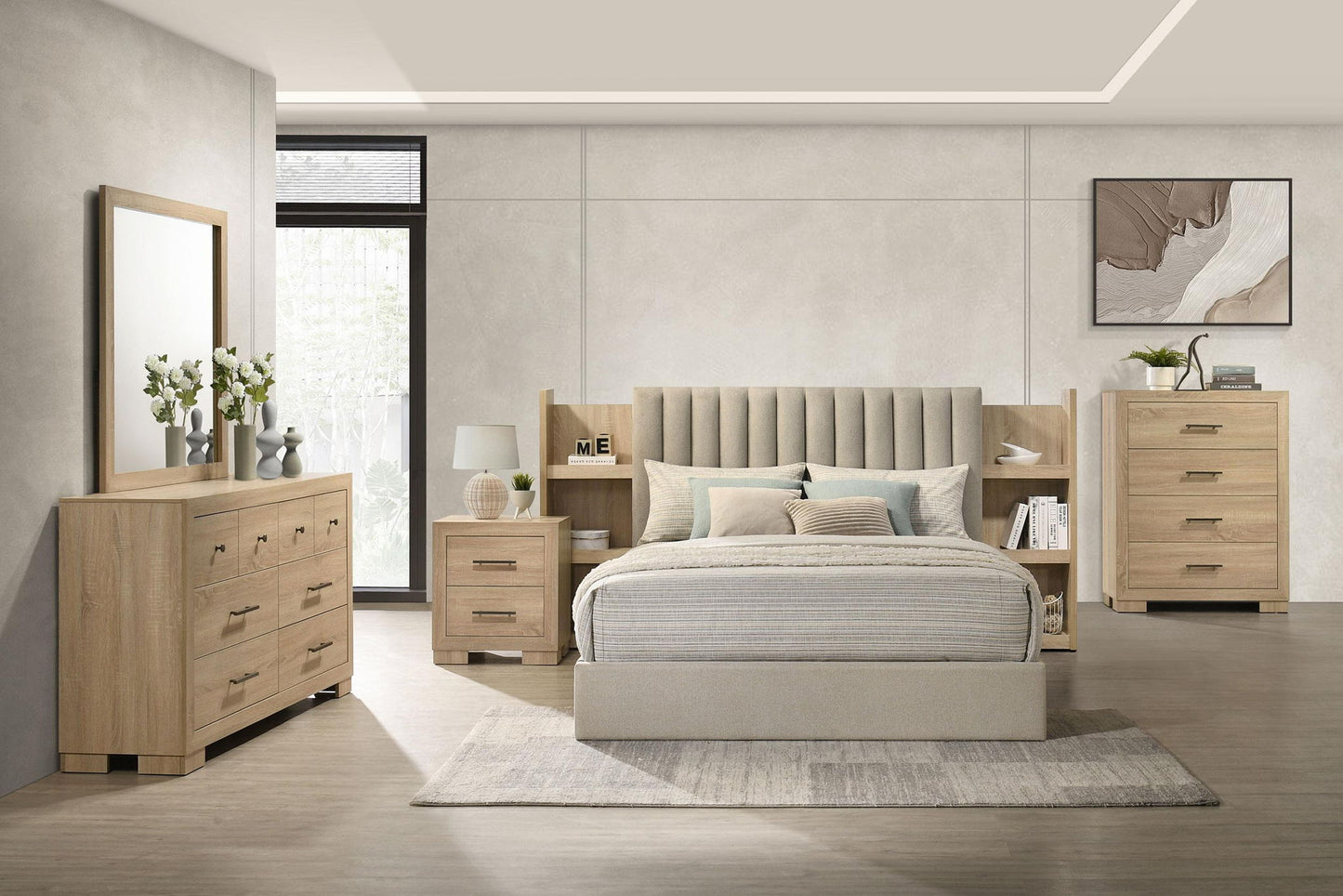 Arielle 5-piece Queen Bedroom Set Light Oak