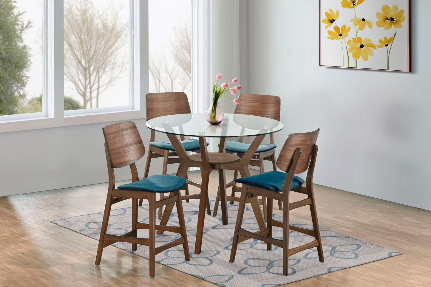 Oscar - Round Glass Counter Table Set