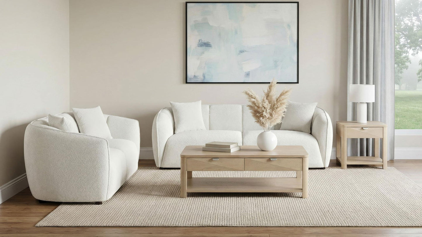 Aleisha 2-piece Fabroc Upholstered Sofa Set Sand
