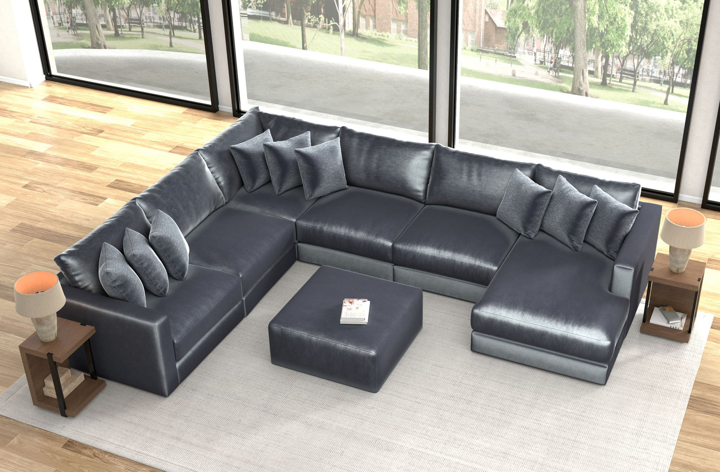 Remington - Modular Sofa And Cocktail Ottoman - Slate