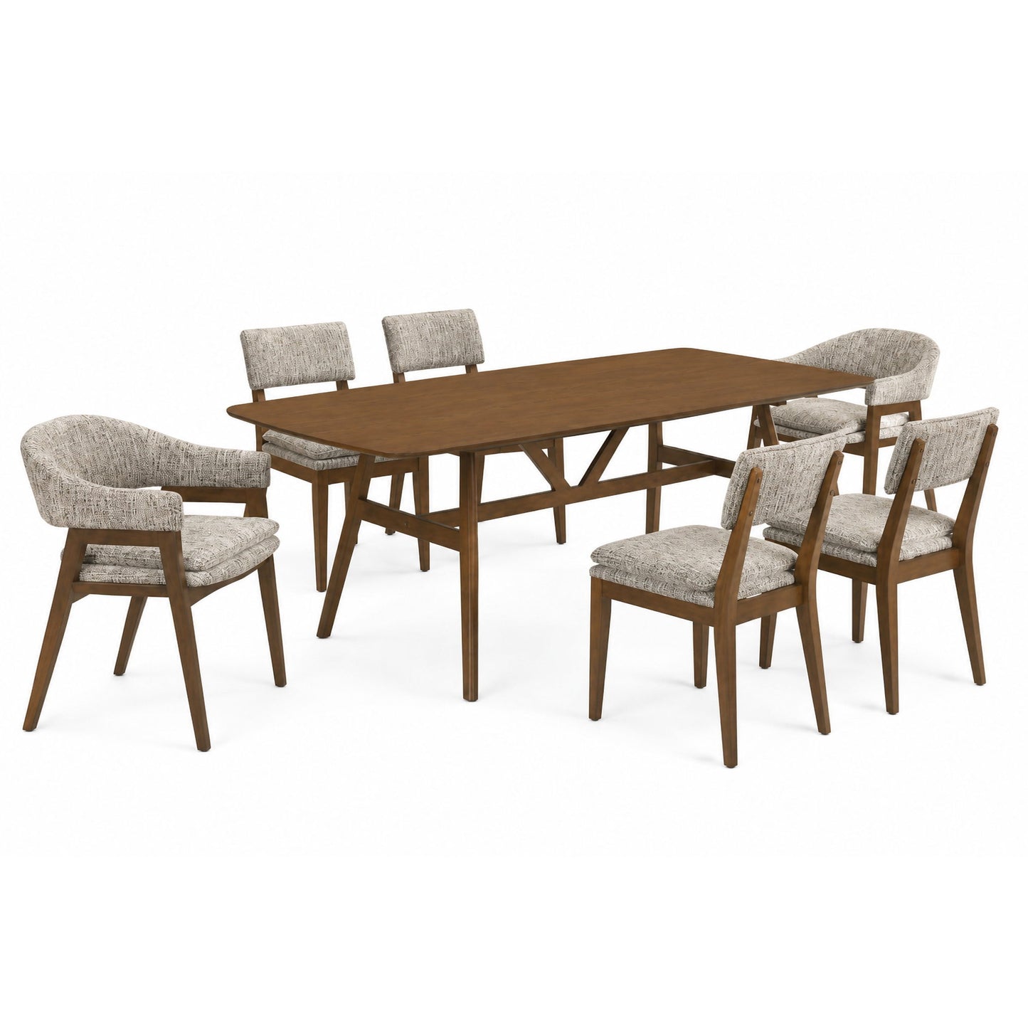 Miller - 78" Dining Table With 6 Chairs (4S/2A) - Walnut