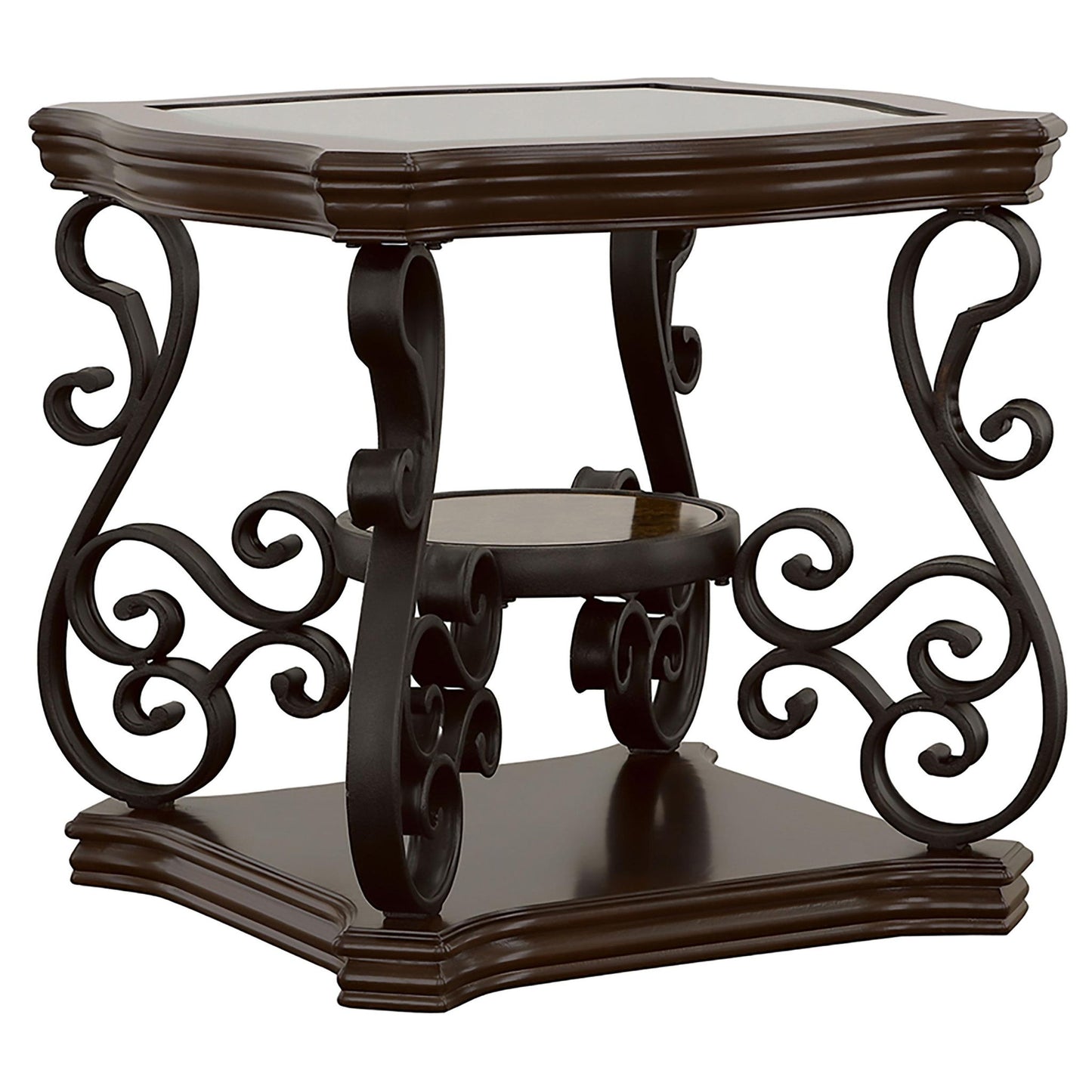 Laney 1-shelf Glass Top Square End Table Deep Merlot