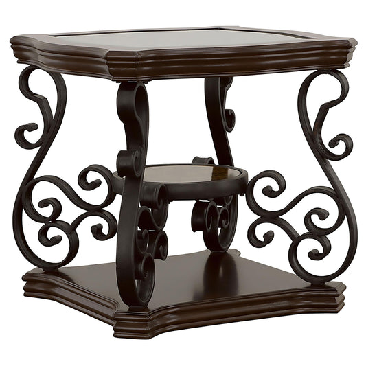 Laney 1-shelf Glass Top Square End Table Deep Merlot