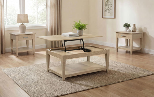 Lindenton 3-piece Wood Lift-Top Coffee and End Table Set Blonde