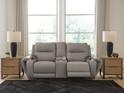 Real Moments - Power Reclining Loveseat With Audio Seating - Ash